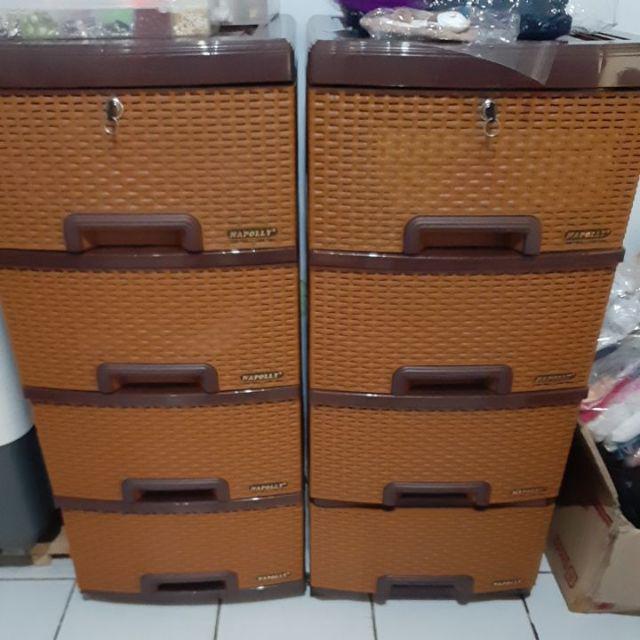 Contener Pakaian Plastik Susun 4 Lemari Pakaian Laci Rotan Susun 4 Napolly