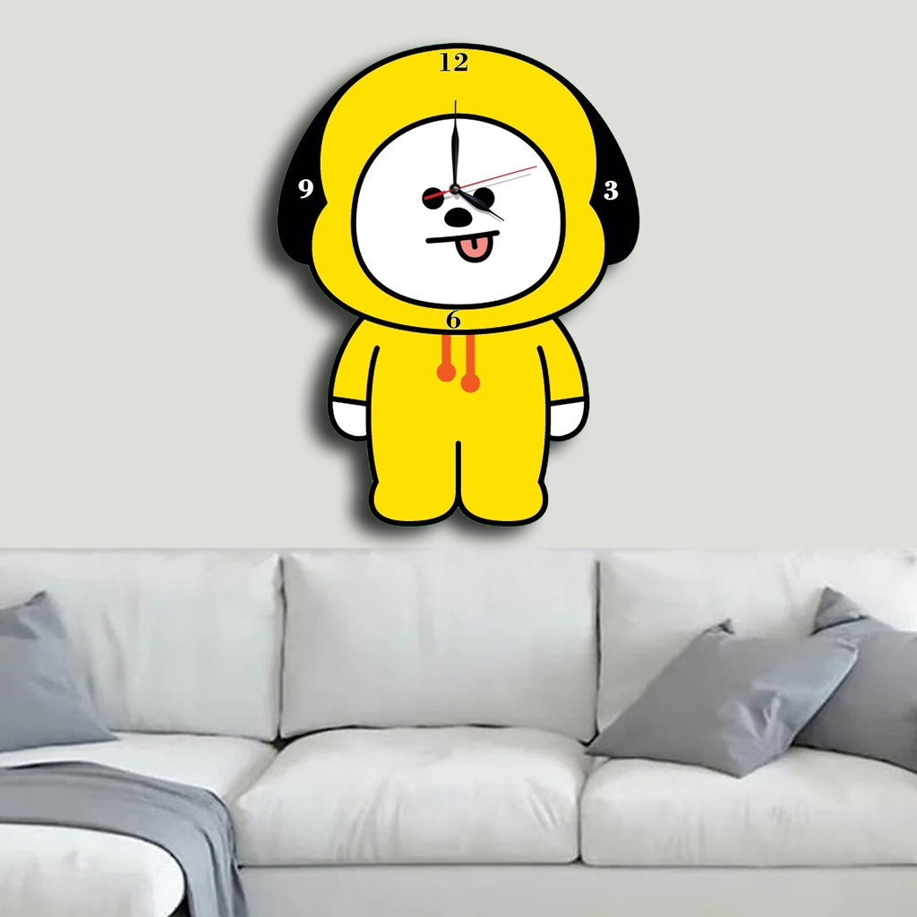 Jam Dinding Pola Unik Design Korea BTS  BT21 Special Edition Free Vintage Box + Baterai rajadekorofficial-Chimmy