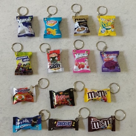 Souvenir Gantungan Kunci Miniatur Snack Barang Unik dan Lucu Murah Ganci Snack Magnet Kulkas Termurah 10 pcs 50 pcs 100 pcs grosir gratis ongkir se indonesia