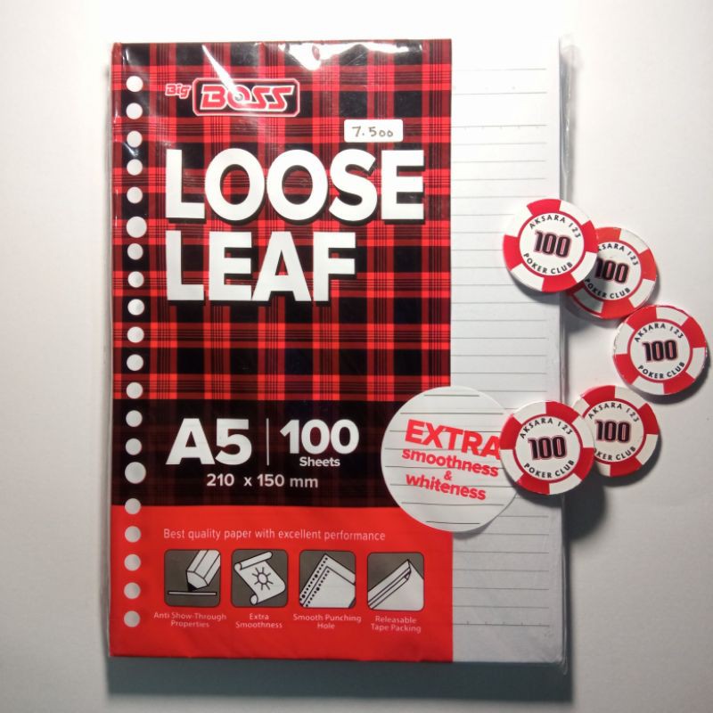 

Loose Leaf A5 Big Boss 100 Sheets Kertas Binder Bergaris