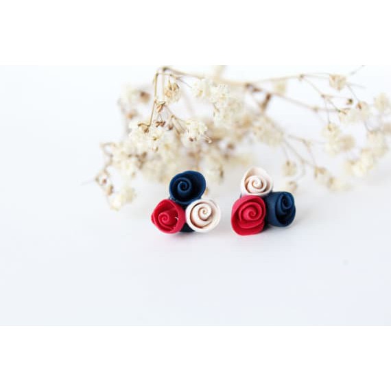 (TERLARIS) anting tindik bunga mawar valentine giwang tusuk handmade clay korea LUCU