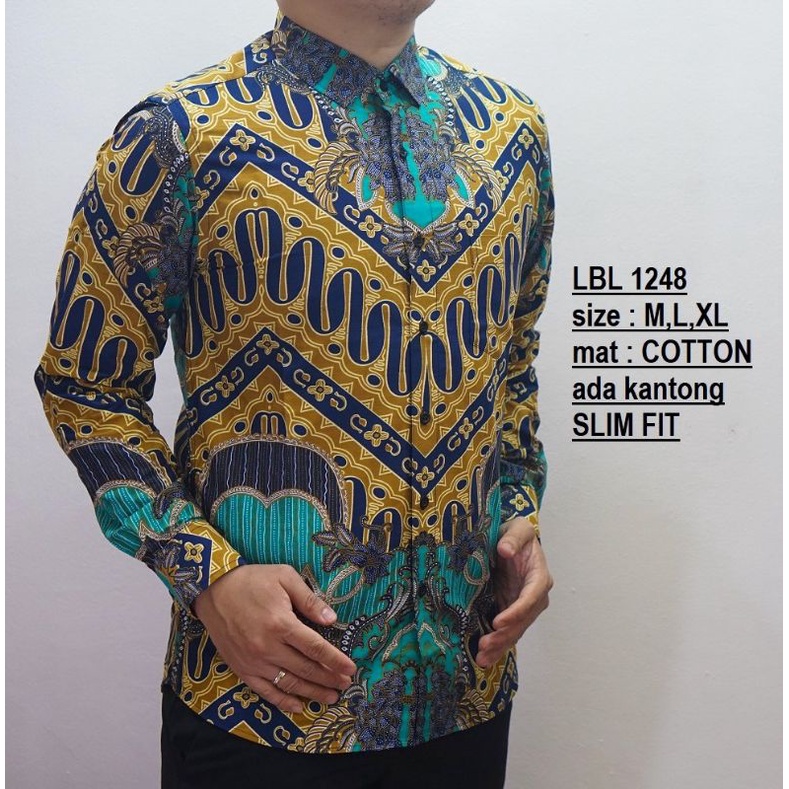 LBL1248 HEM KEMEJA BATIK PRIA SLIM FIT LENGAN PANJANG LUIGI BATANI