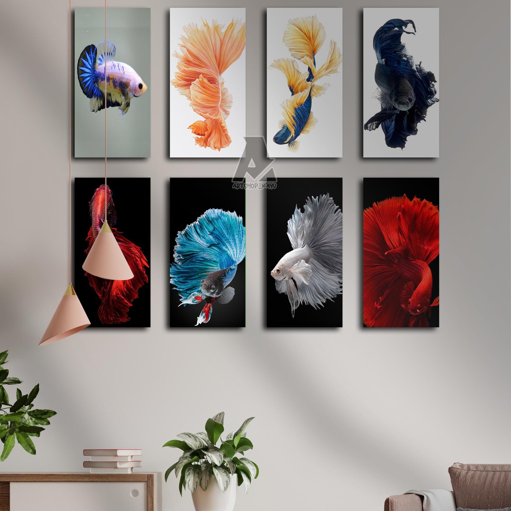 Pajangan Rumah Hiasan dinding rumah IKAN CUPANG/ Poster Kayu hiasan kamar/DEKORASI rumah walldecor