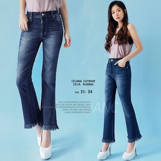  Celana  Jeans Jumbo Wanita Terkini  Celana  Cutbray  Celia 