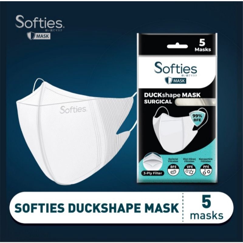 Softies Duckshape Mask Surgical 3ply isi 5s/Masker Medis/Masker Dewasa Earloop
