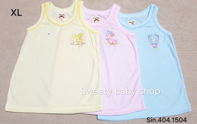 Singlet bayi 0-2 tahun halus isi 6 pcs bordir merk pinpin