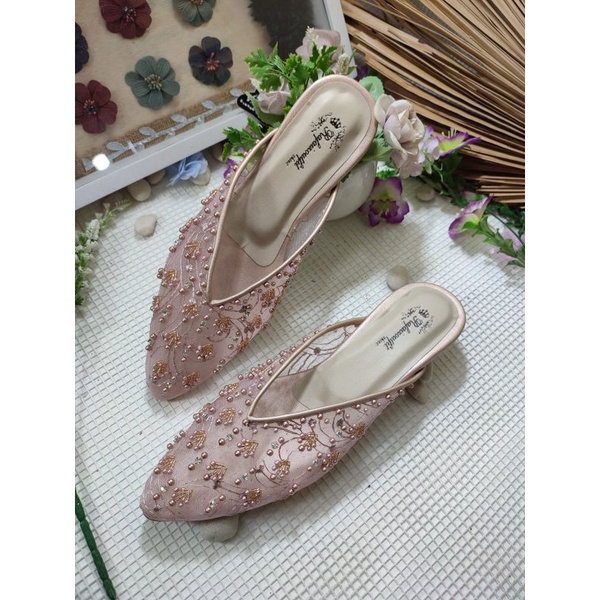 flatshoes wanita pesta wedding mewah Marrisa rosegold