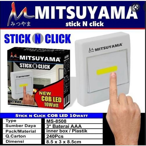 Lampu Tempel Emergency STICK N CLICK COB LED 10W Mitsuyama MS-8508 Lampu Tempel Dinding Lampu Tempel