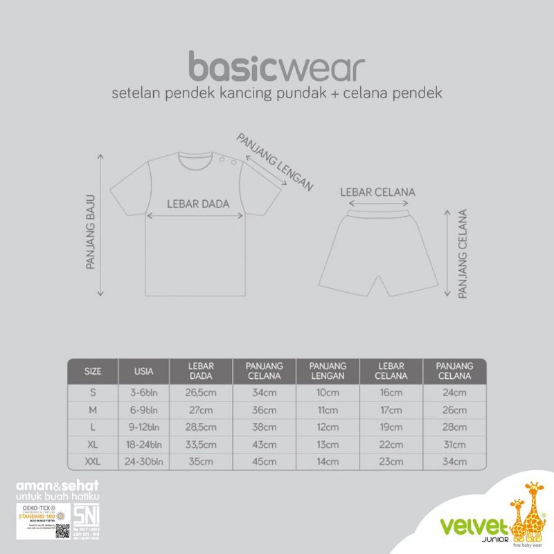 TERBARU Velvet Junior Setelan Pendek  S M L XL XXL -Bonanza.baby