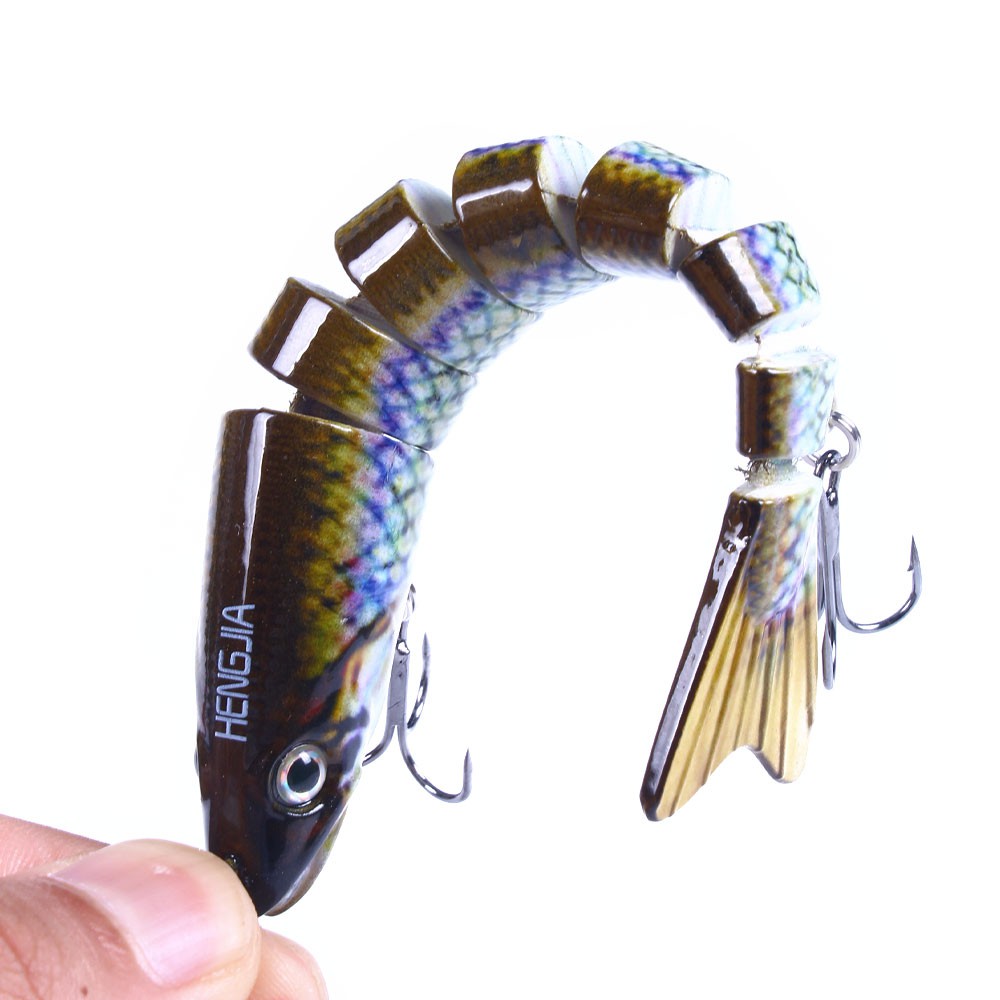 HENGJIA 1pcs umpan 8sections jointed minnow pancing swimbait crank ikan fishing lure floating baits