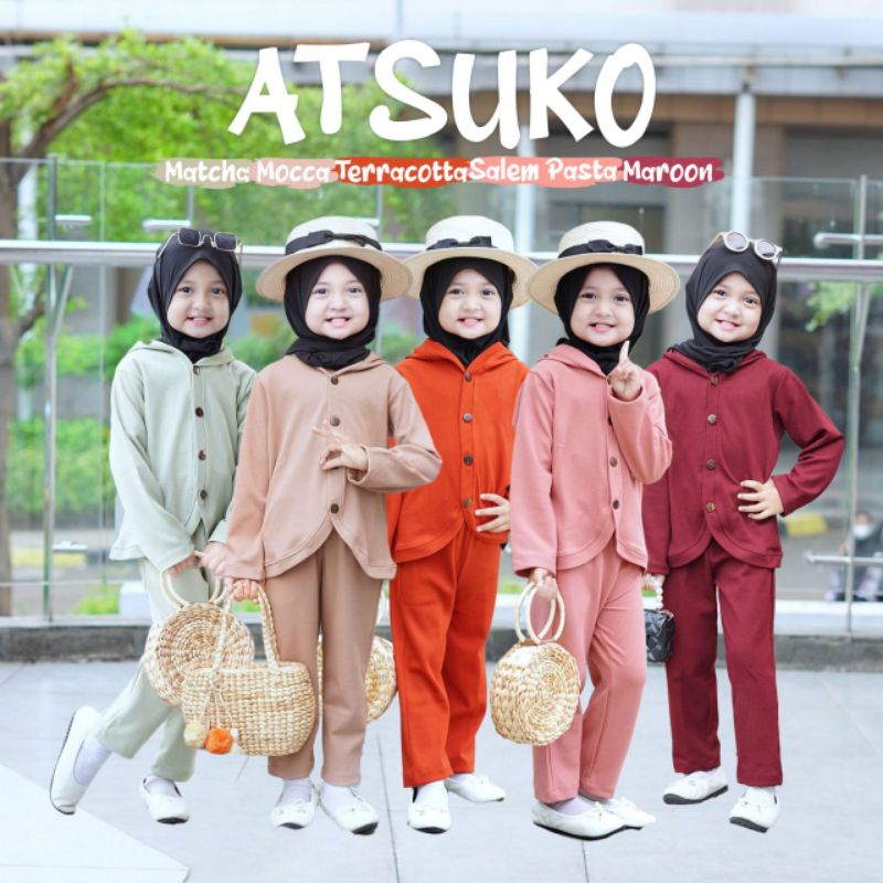 Nauree - Atsuko Hoodie Set Pants Setelan Baju Anak Laki Laki Usia 1 2 3 4 5 6 Tahun Bahan Adem Tebal Lembut Nyaman Nyerap Keringat Setcel Kasual Casual Polos Warna Olive Green Marine Blue Hijau Tosca Coklat Murah