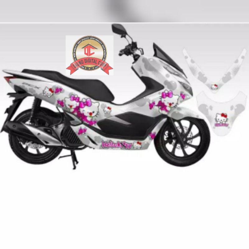 Sticker Decal PCX Full Body Variasi motif Hello Kitty putih