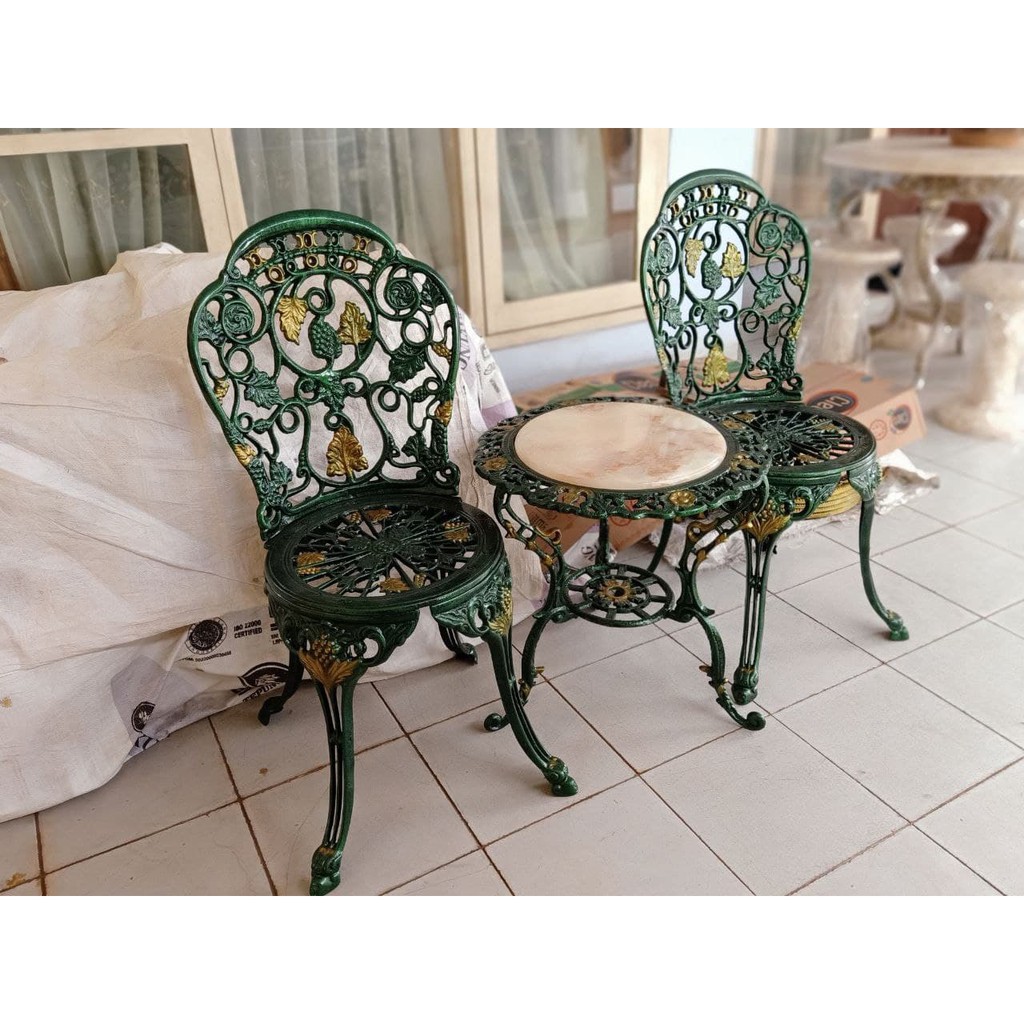 Jual Meja Kursi Teras Besi Hijau Tua | Shopee Indonesia