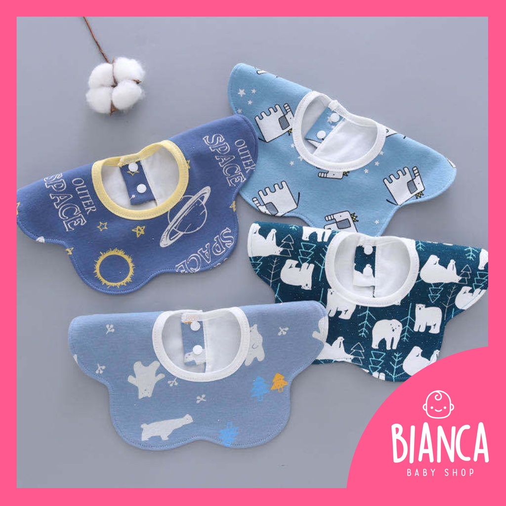 BIANCA - Celemek Anak / Bibs Anak Bentuk Bunga 1 set isi 4pc