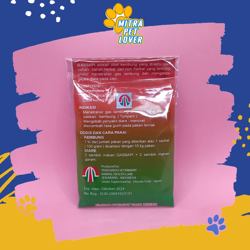 OBAT SERBUK ATASI KEMBUNG DIARE TERNAK SAPI - GASSAPI 100 GRAM ORIGINAL -  ATASI MENCRET SAPI KERBAU COW - EFEKTIF - AMAN SEHAT - MURAH ASLI - PET ANIMAL HEALTHCARE &amp; VETERINARY TAMASINDO OBAT KESEHATAN &amp; VITAMIN HEWAN BINATANG PELIHARAAN MITRAPETLOVER