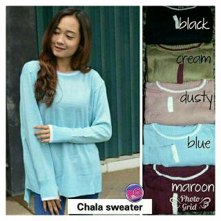 Chala Sweater Roundhand Sweater Rajut Wanita  Baju  