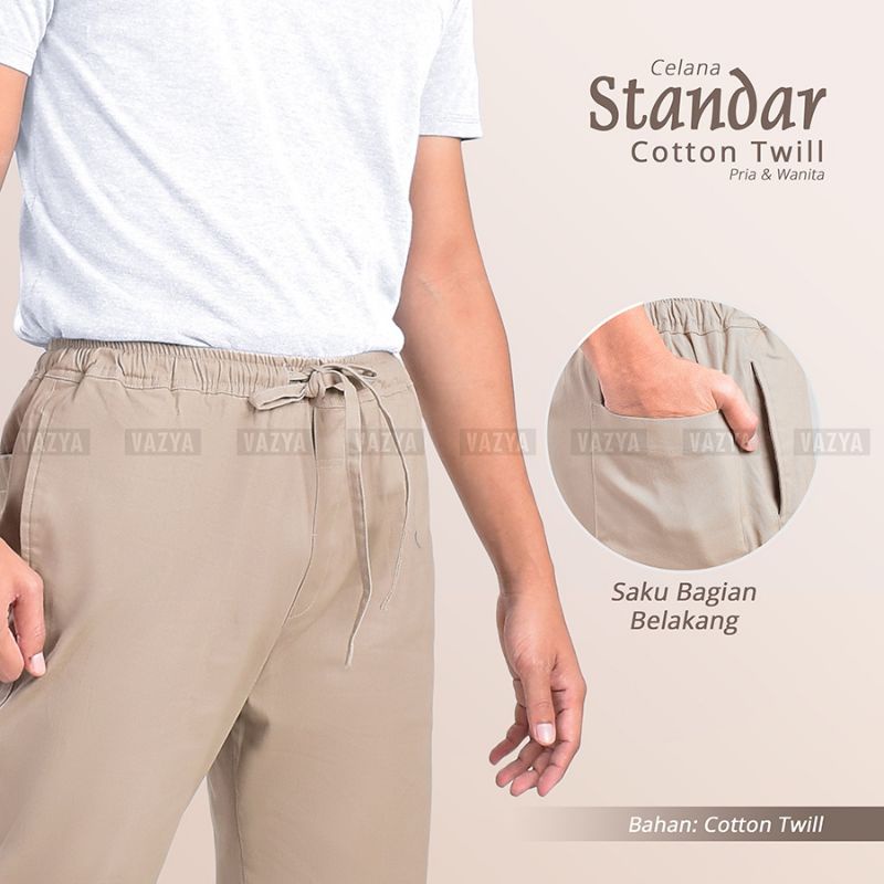 Basic Pants / Celana Standar Cotton Twill Stretch Import Unisex