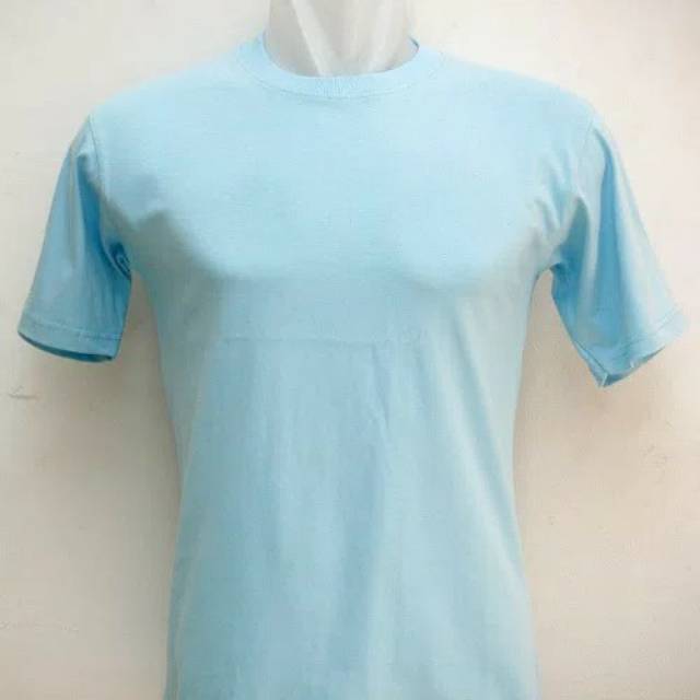 kaos polos lengan pendek warna biru baby / turkis muda