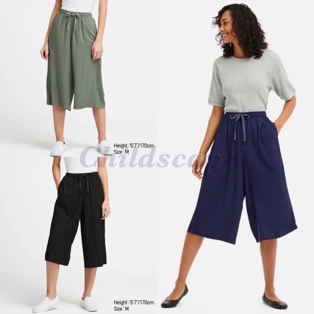  Uniqlo  Relaco 3 4 Short Women Pants Celana  Kulot Pendek 