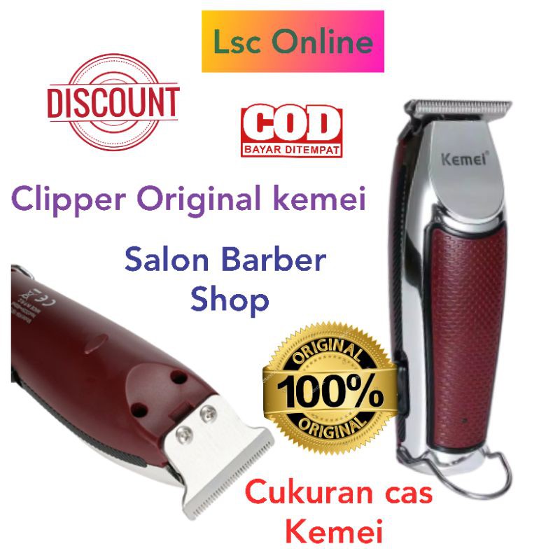 Mesin Cukur Kemei Rambut Listrik Cas tanpa kabel Profesional Cliper Murah Ukir Bagus Ori Km 1875