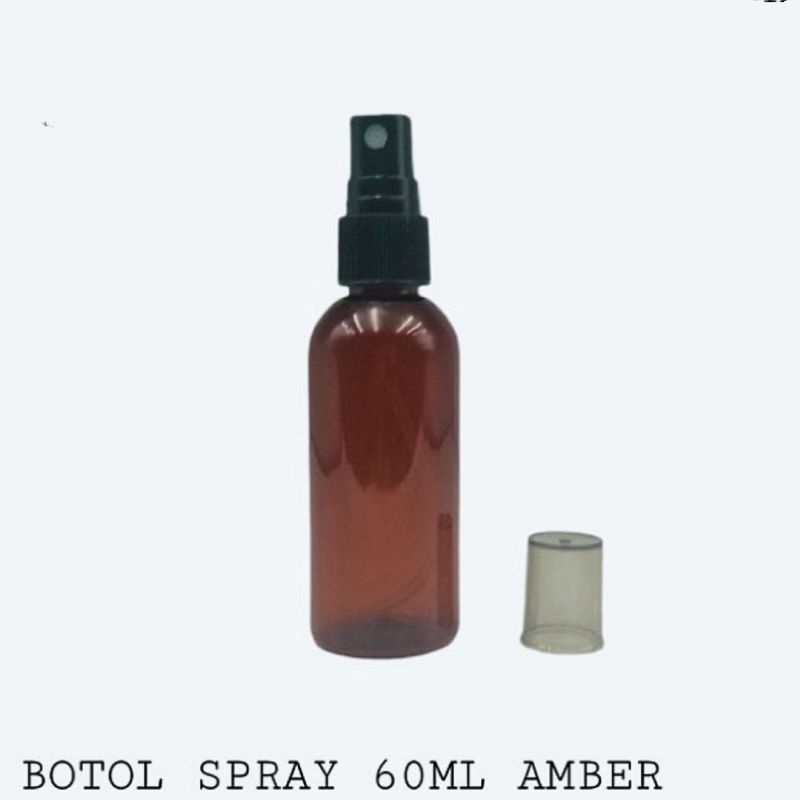 Botol spray 60ml amber / Botol 60ml amber Tutup Spray hitam smoke