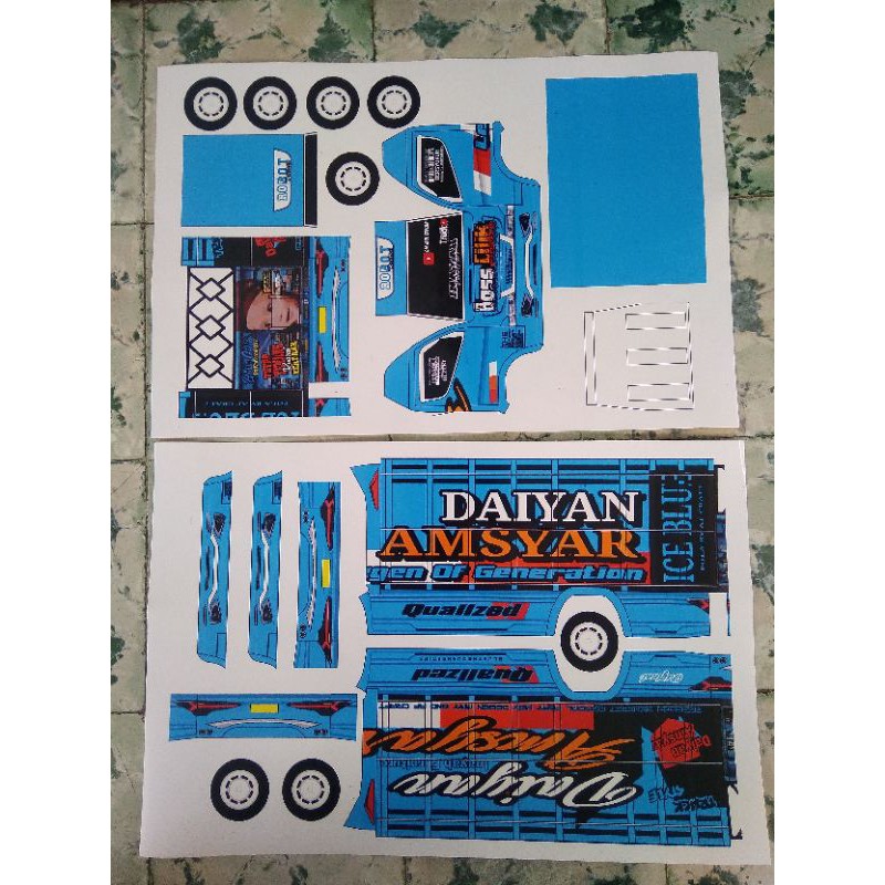 Lembaran PaperCraft Truk Oleng Boss Cilik Daiyan Amsyar Skala 1:16
