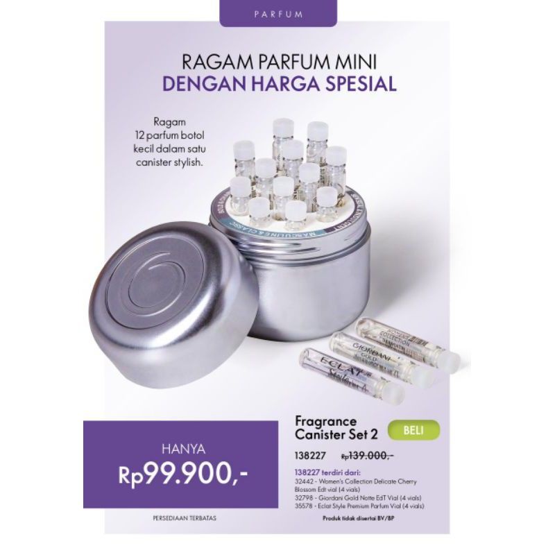 PARFUM PRIA VIAL MINI TRAVEL SIZE FRAGRANCE CANISTER SET 2 AROMA MASKULIN MEWAH