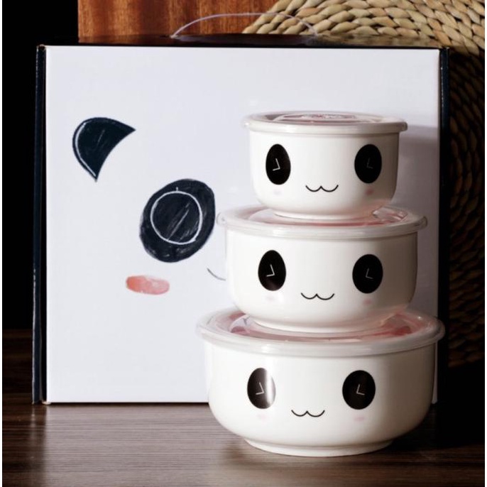 CERAMIC BOWL SET / MANGKOK KERAMIK PORCELAIN HAMPERS KADO SOUP SNACK - PANDA