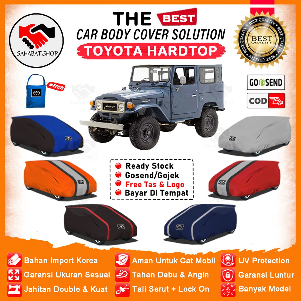 Sahabat Body Cover Mobil Hardtop / Sarung Penutup Toyota Hardtop FJ40 Outdoor / Selimut Mantel Tutup Kerudung Jas Pelindung Mobil Hardtop Waterproof Anti Air Model Orange