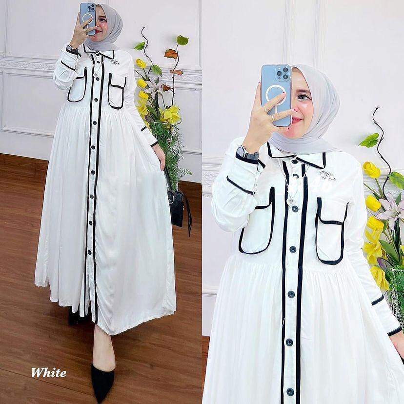 MIDI BUSUI FRENDLY DRESS MUSLIM POLOS ZAFIRA DRES  BAHAN RAYON TWILL  KOREA DRESS JUMBO MIDDI DRES TERBARU MIDDI DRESS MIDDI POLOS