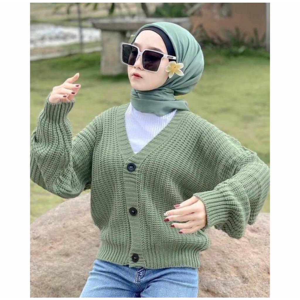 (PREMIUM) CARDIGAN RAJUT 7 GET TEBAL CROP OLIVIA CARDY KOREAN-OLIVIA 7GT MINT
