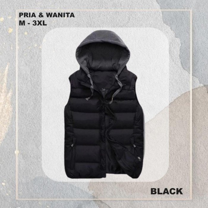 Jaket Wanita Rompi Pria Rompi Wanita Rompi Motor Rompi Unisex Jaket Rompi-BLACK - XL(E1T8) Jaket Wan