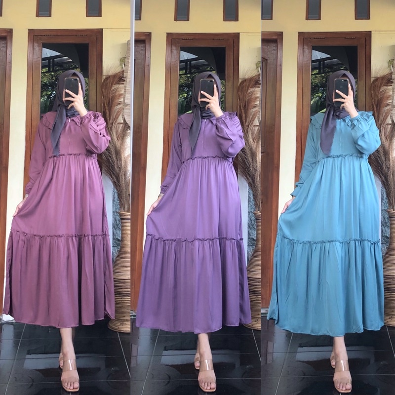 Lauren midi dress dfashion / Midi dress polos / Midi dress busui / Gamis midi busui / Gamis midi pol