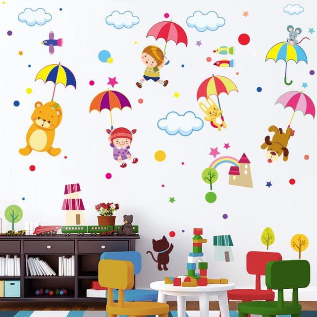 Reliza Wall Sticker Anak Payung Awan Kids Baby Stiker Dinding LDR8217