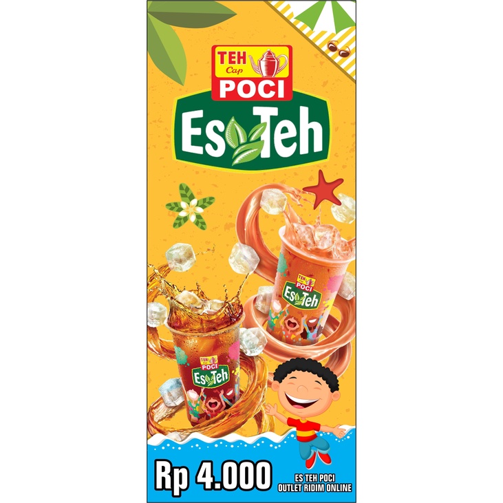 Jual banner teh poci custom 50cm x 120cm | Shopee Indonesia