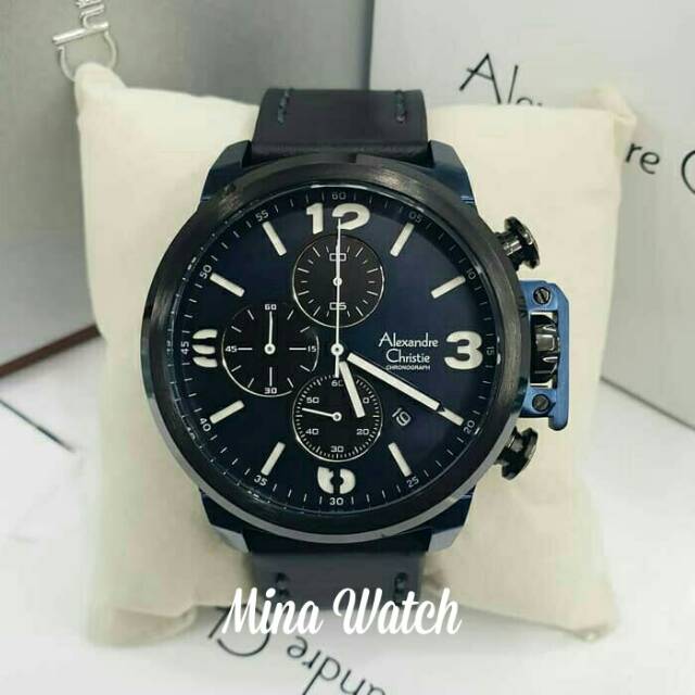 Jam tangan pria alexandre christie original ac6280 black and blue