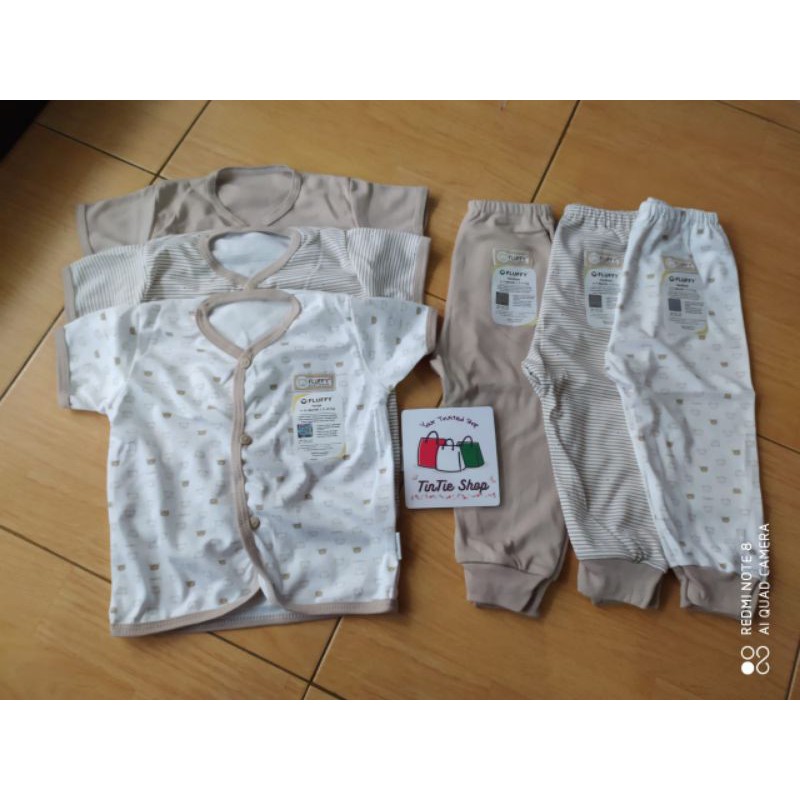 Paket Stelan Baju dan celana Bayi Fluffy 6 pcs