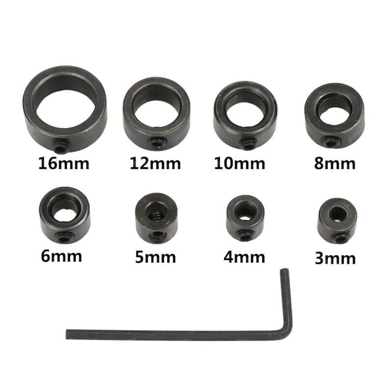 Mur Woodworking Drill Locator Stop Collars Ring Positioner Stoper Matabor 3mm-16mm - 8 PCS