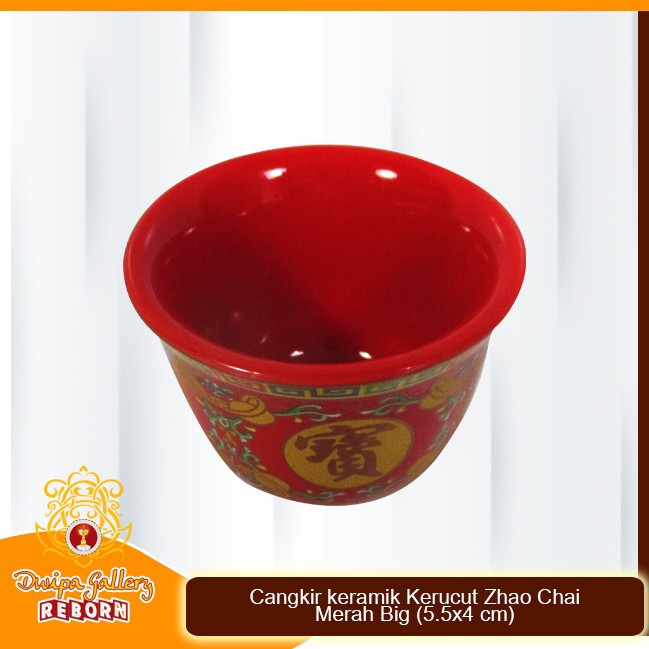 Cangkir keramik kerucut Zhao chai merah Big (5.5x 4 cm)