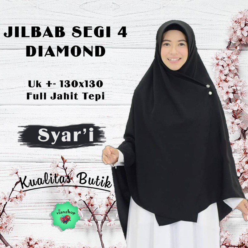 hijab segi empat syar i jumbo size 130x130cm,bahan diamond,jilbab segiempat,