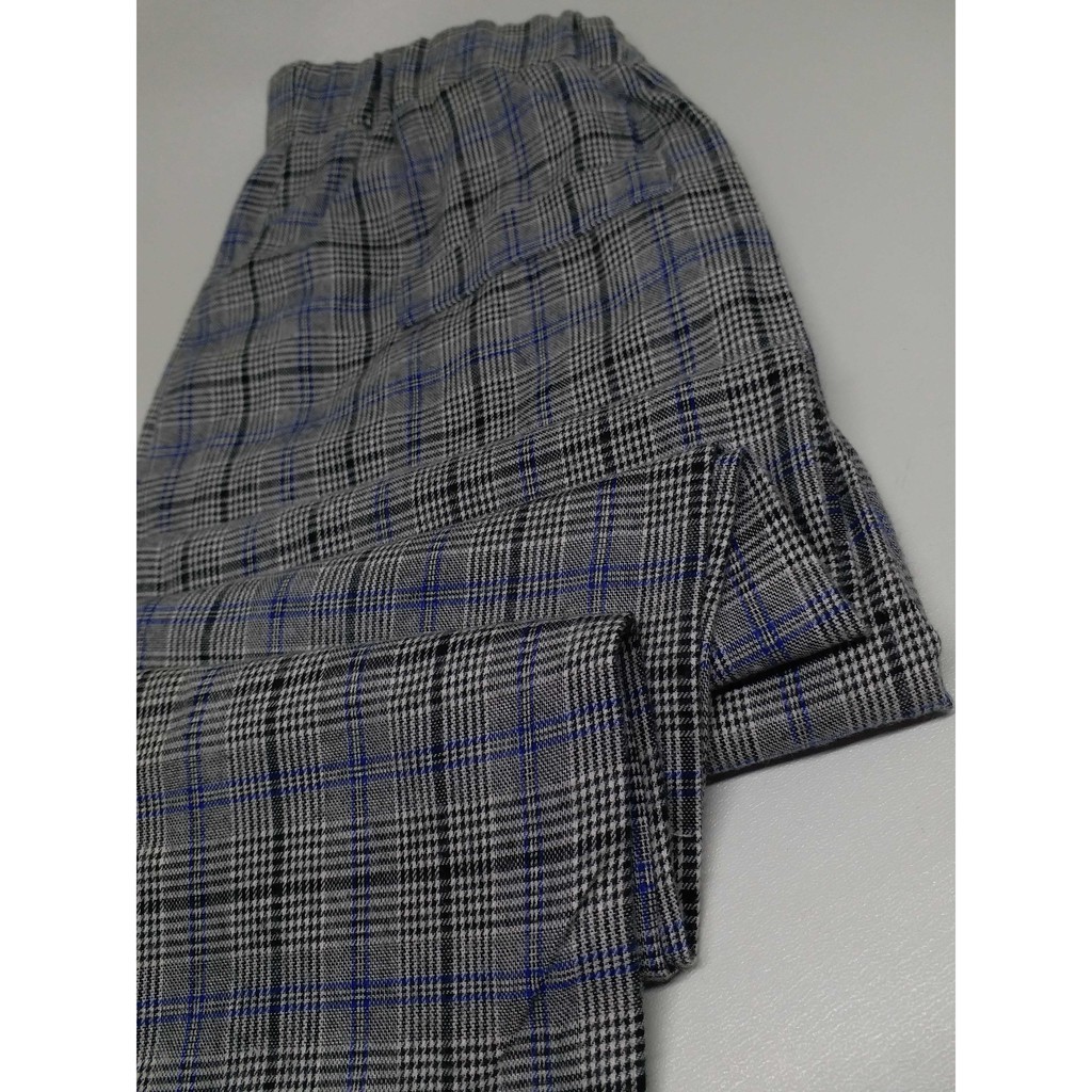 Cyc  ARZ Tartan Pants Blue Celana Baggy Wanita Flanel Premium Tartan Kotak-Kotak Fashion Casual OOTD