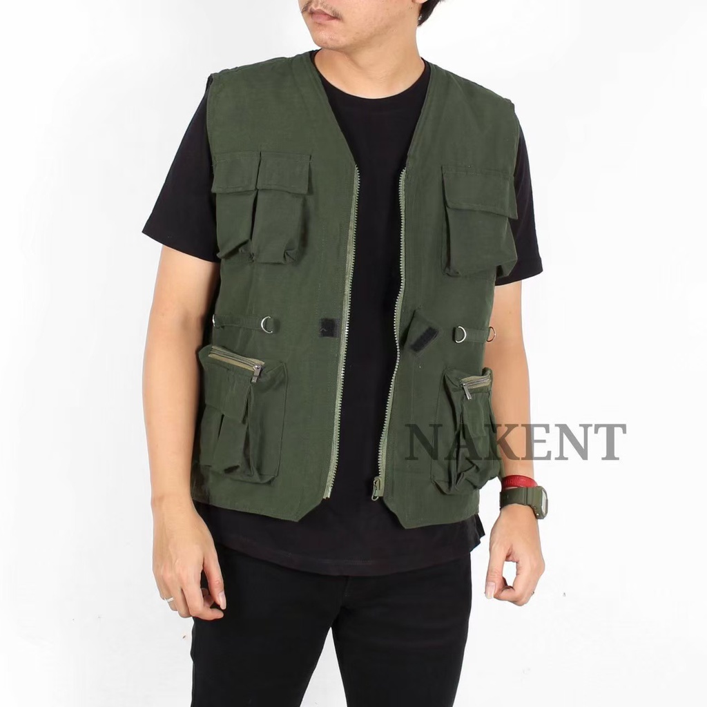 Rompi Tactical Cargo - Vest Outdoor Hijau Army
