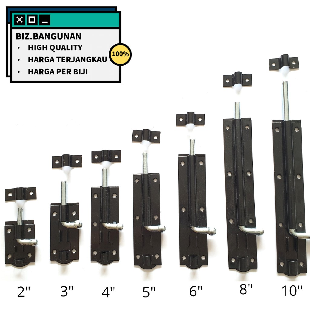 GRENDEL HITAM 3&quot; INCH TEBAL - GERENDEL SELOT PINTU DOUBLE PLAT