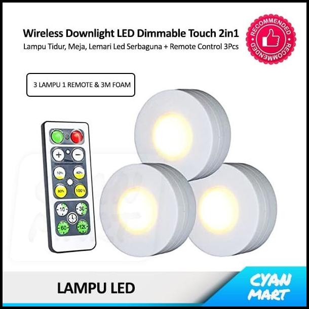 Lampu Tidur Lemari Dinding Downlight Led Cabinet + Remote Control