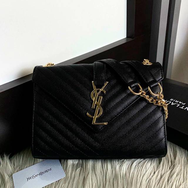 #8012 (ysl withbox) Envelope Medium Chain Bag in Textured