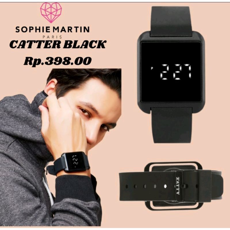 JAM TANGAN PRIA CATTER BLACK ALIVE BY SOPHIE MARTIN PARIS ORIGINAL