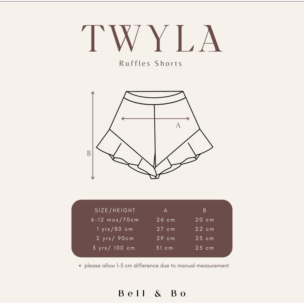 BELL AND BO TWYLA RUFFLES SHORTS CELANA BLOOMER CELANA PENDEK ANAK BAWAHAN FASHION ANAK