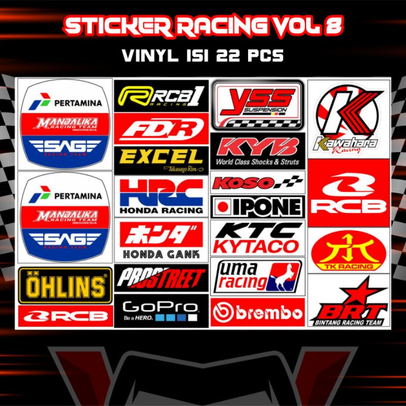 Stiker Racing 1 pack isi 13 15 22 25 27 32 34 Stiker Sponsor Stiker Helm Stiker Motor Sticker Motor