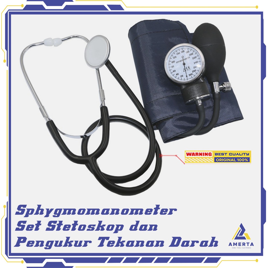 ANEROID Sphygmomanometer Set Stetoskop &amp; Pengukur Tekanan Darah