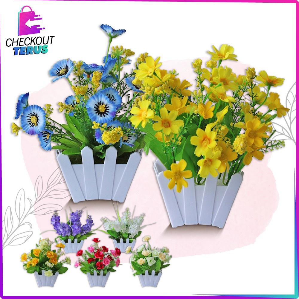 CT C289 C300 Ornamen Pot Bunga Dekorasi Pajangan Rumah Artificial Flower Tanaman Bunga Hias Plastik Bunga Hiasan Meja Ruang Tamu